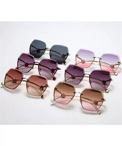 Women Flowers Rimless Sunglasses Oversized Sunglasses Shades Tinted Eyewear Travel Protection UV400 - CH1902RW8DH $8.43 Rimless