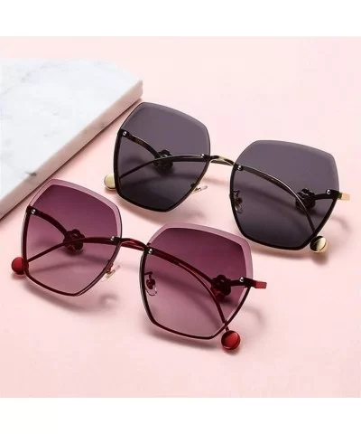 Women Flowers Rimless Sunglasses Oversized Sunglasses Shades Tinted Eyewear Travel Protection UV400 - CH1902RW8DH $8.43 Rimless