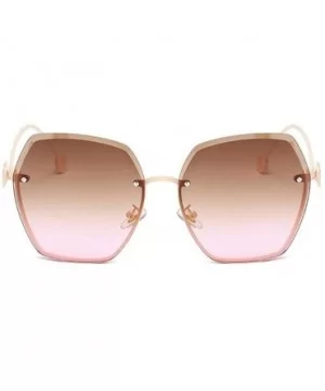 Women Flowers Rimless Sunglasses Oversized Sunglasses Shades Tinted Eyewear Travel Protection UV400 - CH1902RW8DH $8.43 Rimless