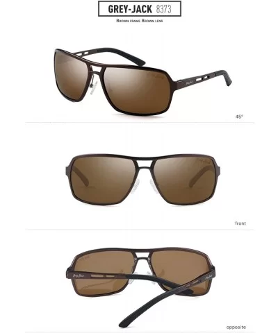 Polarized Sports Sunglasses Rectangular Al-Mg Alloy Rimmed Frame for Men Women - Brown Frame Brown Lens - C0187IHQ7W8 $20.65 ...