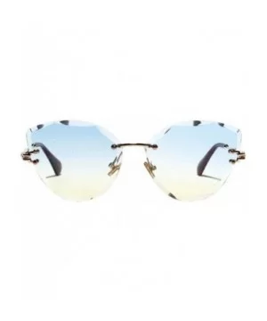 Retro Personalized Metal Frame Sun Glasses Colored Lens Cat Eye BorderlColorful Crystal Texture Sunglasses - C1197A2YWNS $21....