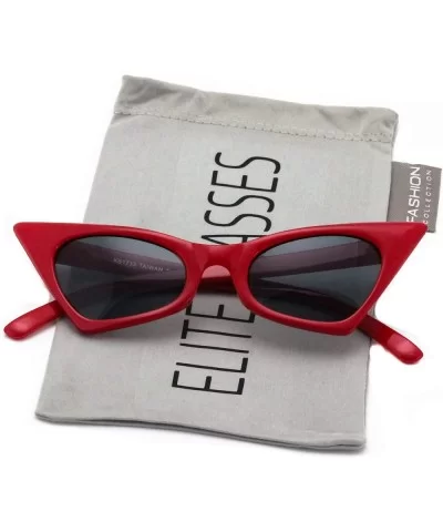 Small Cat Eye Sunglasses For Women High Pointed Tinted Color Lens New - Red / Black - C518075XRRX $6.64 Cat Eye