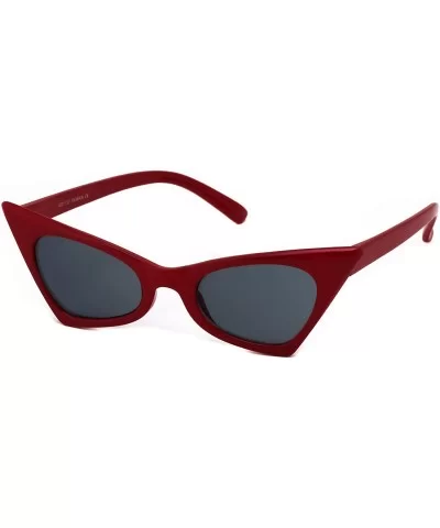 Small Cat Eye Sunglasses For Women High Pointed Tinted Color Lens New - Red / Black - C518075XRRX $6.64 Cat Eye