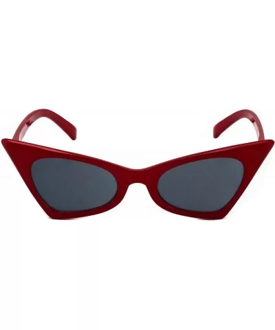 Small Cat Eye Sunglasses For Women High Pointed Tinted Color Lens New - Red / Black - C518075XRRX $6.64 Cat Eye