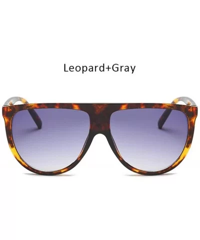 Fashion Ladies Flat Top Sunglasses Women Luxury Brand Designer Black Gray - Leopard Gray - CD18XE9SDU0 $7.38 Aviator