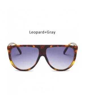 Fashion Ladies Flat Top Sunglasses Women Luxury Brand Designer Black Gray - Leopard Gray - CD18XE9SDU0 $7.38 Aviator