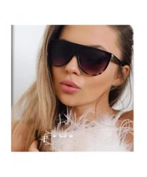 Fashion Ladies Flat Top Sunglasses Women Luxury Brand Designer Black Gray - Leopard Gray - CD18XE9SDU0 $7.38 Aviator