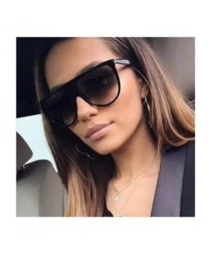 Fashion Ladies Flat Top Sunglasses Women Luxury Brand Designer Black Gray - Leopard Gray - CD18XE9SDU0 $7.38 Aviator