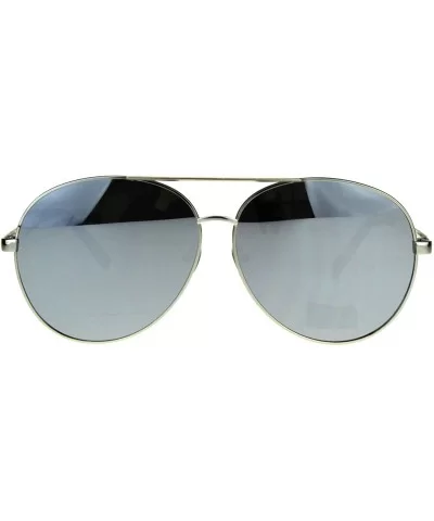 Oversize Flat Color Mirror Lens Metal Rim Officer Pilots Sunglasses - Silver Mirror - CX189LNG4HH $8.16 Oversized