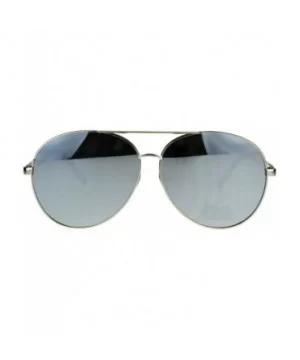 Oversize Flat Color Mirror Lens Metal Rim Officer Pilots Sunglasses - Silver Mirror - CX189LNG4HH $8.16 Oversized