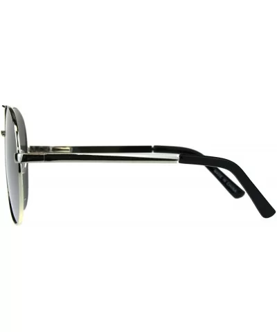 Oversize Flat Color Mirror Lens Metal Rim Officer Pilots Sunglasses - Silver Mirror - CX189LNG4HH $8.16 Oversized