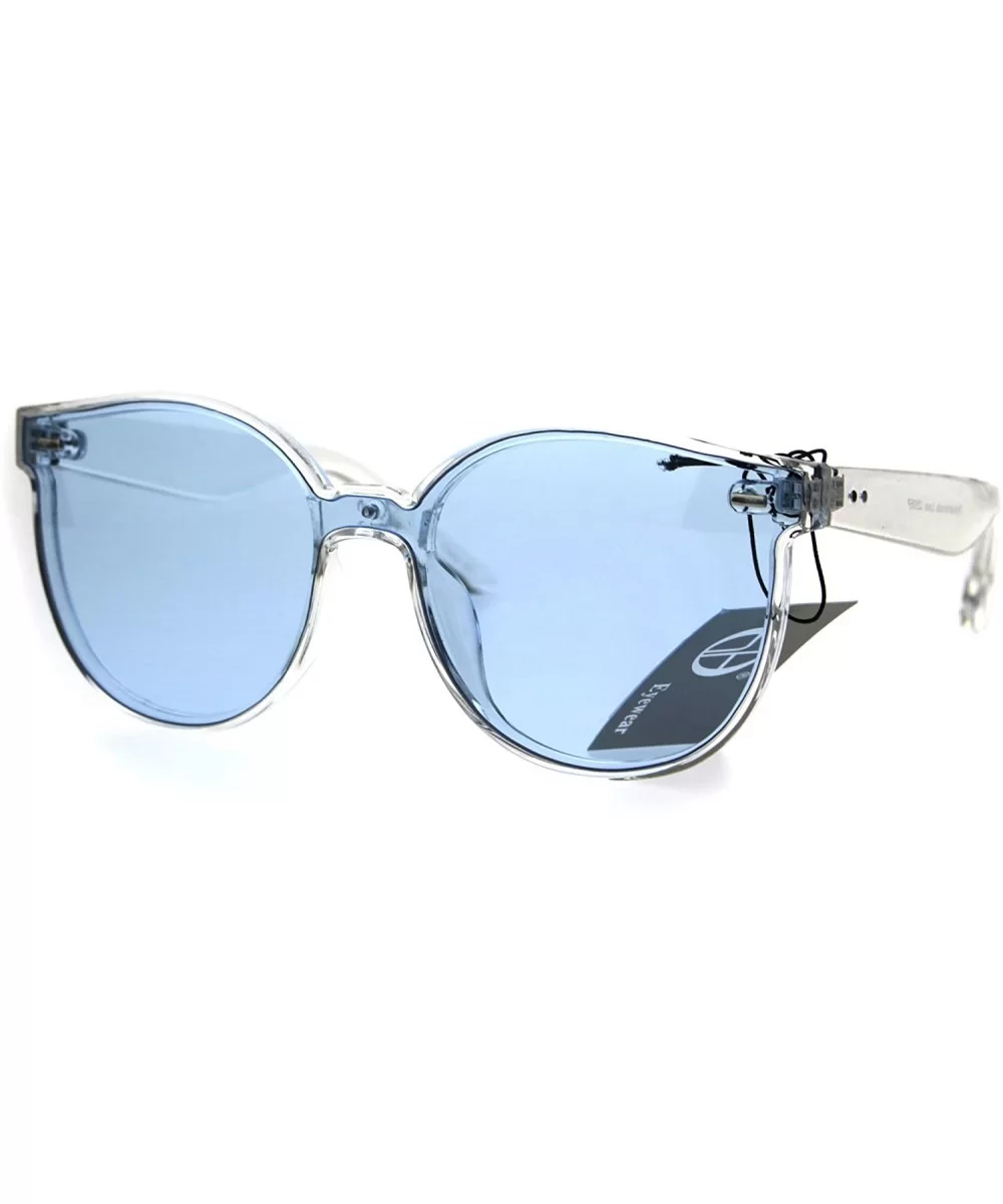 Hipster Round Horned Geek Nerdy Plastic Sunglasses - Blue - CW1869QMH36 $5.88 Round