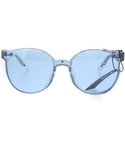 Hipster Round Horned Geek Nerdy Plastic Sunglasses - Blue - CW1869QMH36 $5.88 Round