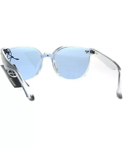 Hipster Round Horned Geek Nerdy Plastic Sunglasses - Blue - CW1869QMH36 $5.88 Round