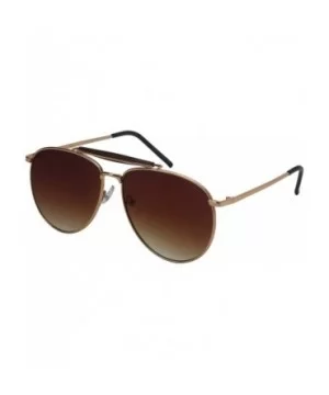 Classic Metal Aviator Sunglasses for Men Women 5147-FLAP - Gold Frame/Brown Gradient Lens - C818I25Z444 $7.99 Aviator