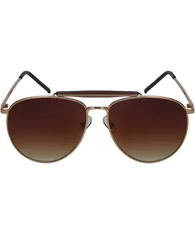 Classic Metal Aviator Sunglasses for Men Women 5147-FLAP - Gold Frame/Brown Gradient Lens - C818I25Z444 $7.99 Aviator