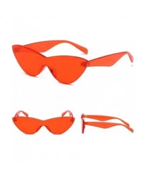 One Piece Lens Sunglasses Women Candy Color Cat Eye Sun Glasses for Ladies Gift - Red and Pink - CZ18KMSGEI2 $7.79 Cat Eye