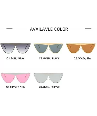 Metal Frame Flat Top Sunglasses Women's Brand Design Cat Sunglasses Fashion 2019 Summer Style Eyewear - CF18UGASO68 $10.86 Oval