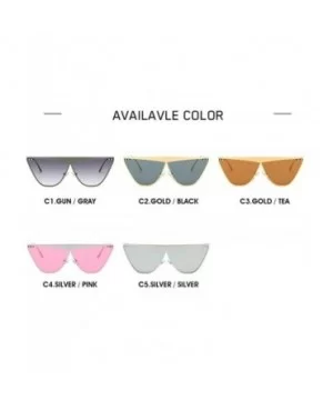 Metal Frame Flat Top Sunglasses Women's Brand Design Cat Sunglasses Fashion 2019 Summer Style Eyewear - CF18UGASO68 $10.86 Oval