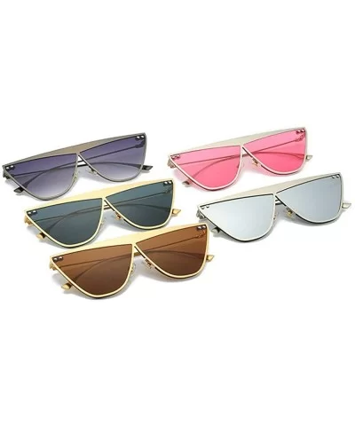 Metal Frame Flat Top Sunglasses Women's Brand Design Cat Sunglasses Fashion 2019 Summer Style Eyewear - CF18UGASO68 $10.86 Oval