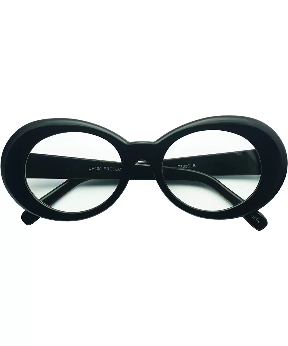 Original Classic Dark Oval Lens Kurt Cobain Inspired Nirvana Bold Trending Sunglasses - Black - Clear - CQ1864AM4S8 $6.69 Oval