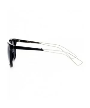 Wire Metal Temple Tip Oversize Cat Eye Horn Rim Sunglasses - Black Silver - C012DA4L25Z $10.16 Wayfarer