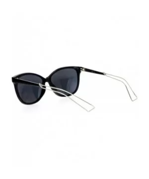 Wire Metal Temple Tip Oversize Cat Eye Horn Rim Sunglasses - Black Silver - C012DA4L25Z $10.16 Wayfarer