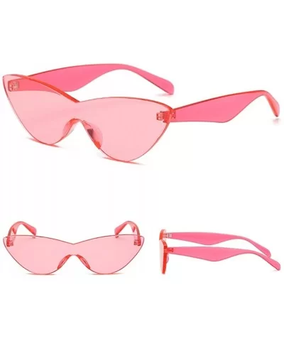 One Piece Lens Sunglasses Women Candy Color Cat Eye Sun Glasses for Ladies Gift - Red and Pink - CZ18KMSGEI2 $7.79 Cat Eye