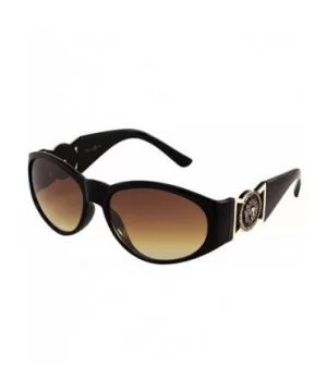 Oval Gold Lion Head Medallion Sunglasses - Black - CF182G8XHQN $7.61 Oval