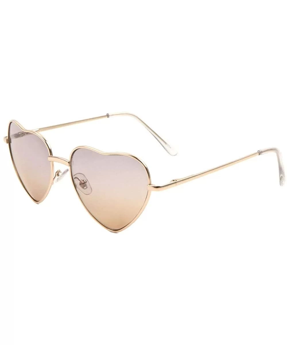 Oceanic Color Heart Shaped Metal Sunglasses - Brown - C81903SK9L4 $9.81 Butterfly