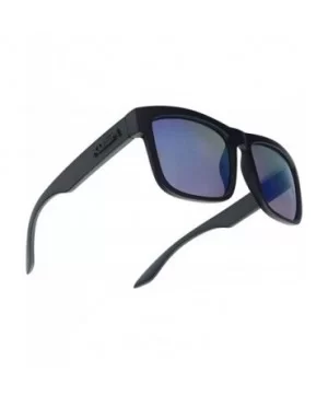 Classic Square Transparent Frame Sunglasses Mirrored Retro Sport Fashion Shades - Black Frame - Blue - CA18ICC4LEG $10.66 Rim...