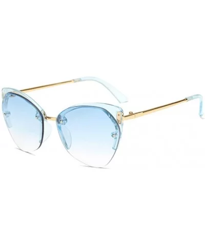 Women Cat's Eye Sunglasses Men Metal Temple Sunglass Women Marine Lens Eyeglasses - Blue - C018R0QS0CT $22.00 Cat Eye