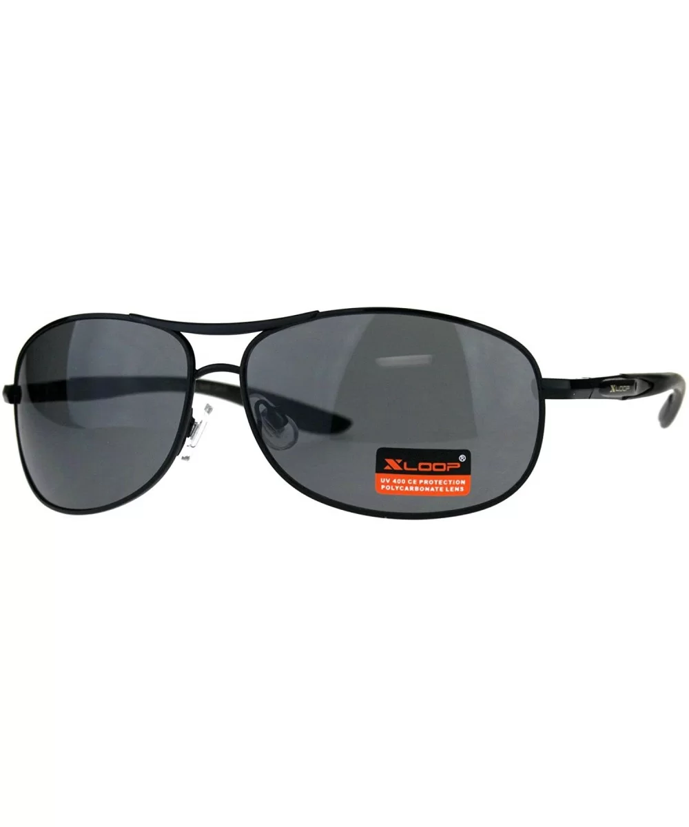 Xloop Sunglasses Mens Fashion Oval Spring Hinge Frame UV 400 - Black (Black) - CX18E2TDYGW $8.79 Oval