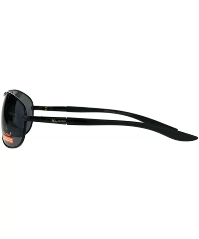 Xloop Sunglasses Mens Fashion Oval Spring Hinge Frame UV 400 - Black (Black) - CX18E2TDYGW $8.79 Oval