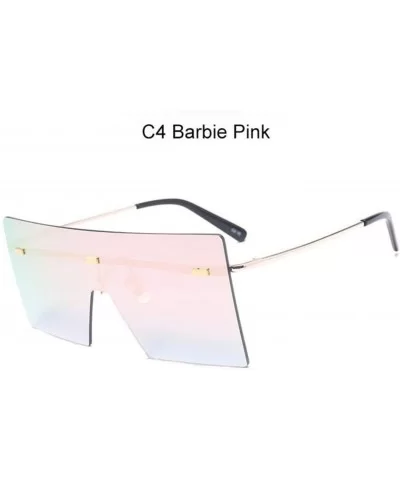 Oversized Sunglasses Vintage Rimless Eyewear - C4 Bardie Pink - CL199GZE08R $15.93 Square