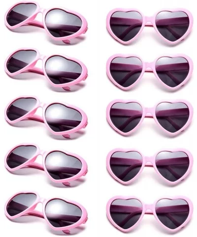 10 Packs Neon Colors Wholesale Heart Sunglasses - Pink - CA18CL47HYR $12.71 Oversized