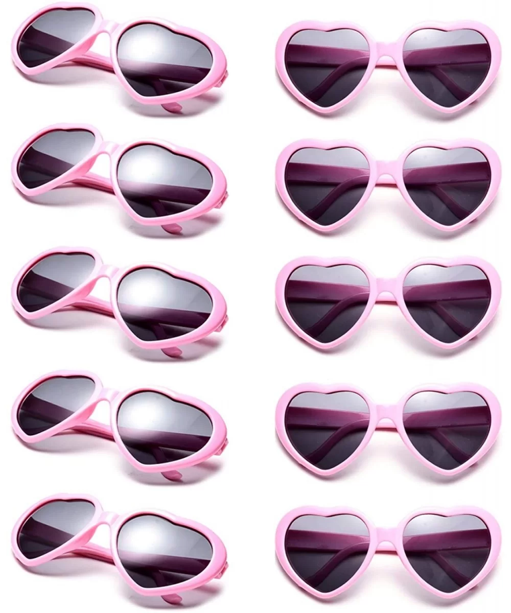 10 Packs Neon Colors Wholesale Heart Sunglasses - Pink - CA18CL47HYR $12.71 Oversized