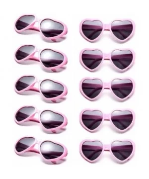 10 Packs Neon Colors Wholesale Heart Sunglasses - Pink - CA18CL47HYR $12.71 Oversized