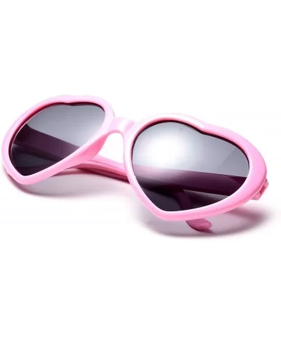 10 Packs Neon Colors Wholesale Heart Sunglasses - Pink - CA18CL47HYR $12.71 Oversized