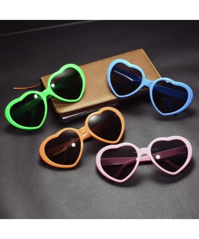 10 Packs Neon Colors Wholesale Heart Sunglasses - Pink - CA18CL47HYR $12.71 Oversized