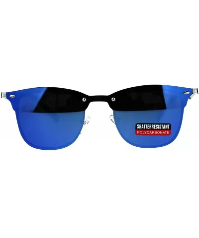 Color Mirror Rimless Hipster Half Rim Style Sunglasses - Blue - CG18CSGSQQ6 $8.09 Rimless