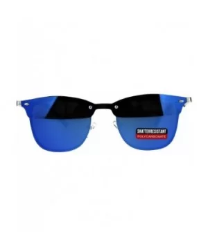 Color Mirror Rimless Hipster Half Rim Style Sunglasses - Blue - CG18CSGSQQ6 $8.09 Rimless