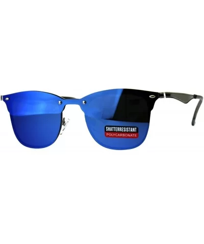 Color Mirror Rimless Hipster Half Rim Style Sunglasses - Blue - CG18CSGSQQ6 $8.09 Rimless