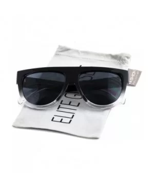 Vintage Shadow Designer Flat Top Aviator Oversize Women Gradient Sunglasses - Black - White 2 - CZ1864KTC9H $5.07 Oversized