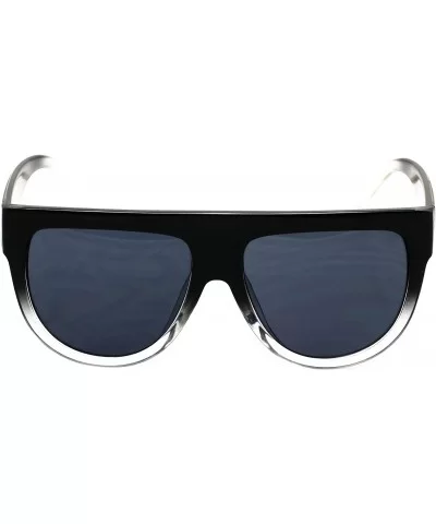 Vintage Shadow Designer Flat Top Aviator Oversize Women Gradient Sunglasses - Black - White 2 - CZ1864KTC9H $5.07 Oversized