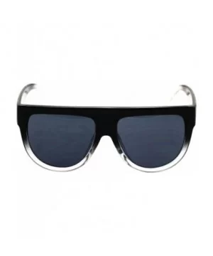 Vintage Shadow Designer Flat Top Aviator Oversize Women Gradient Sunglasses - Black - White 2 - CZ1864KTC9H $5.07 Oversized