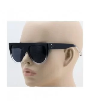 Vintage Shadow Designer Flat Top Aviator Oversize Women Gradient Sunglasses - Black - White 2 - CZ1864KTC9H $5.07 Oversized