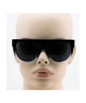 Vintage Shadow Designer Flat Top Aviator Oversize Women Gradient Sunglasses - Black - White 2 - CZ1864KTC9H $5.07 Oversized