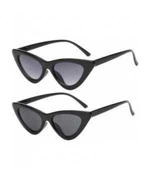 2Pcs Set Woman Girls Female Cat Eye Triangle Frame Sunglasses New UV400 - Black & Black Gray - CJ198CNYXEW $12.86 Cat Eye