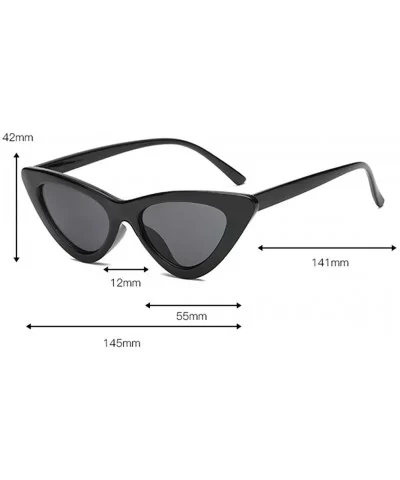 2Pcs Set Woman Girls Female Cat Eye Triangle Frame Sunglasses New UV400 - Black & Black Gray - CJ198CNYXEW $12.86 Cat Eye